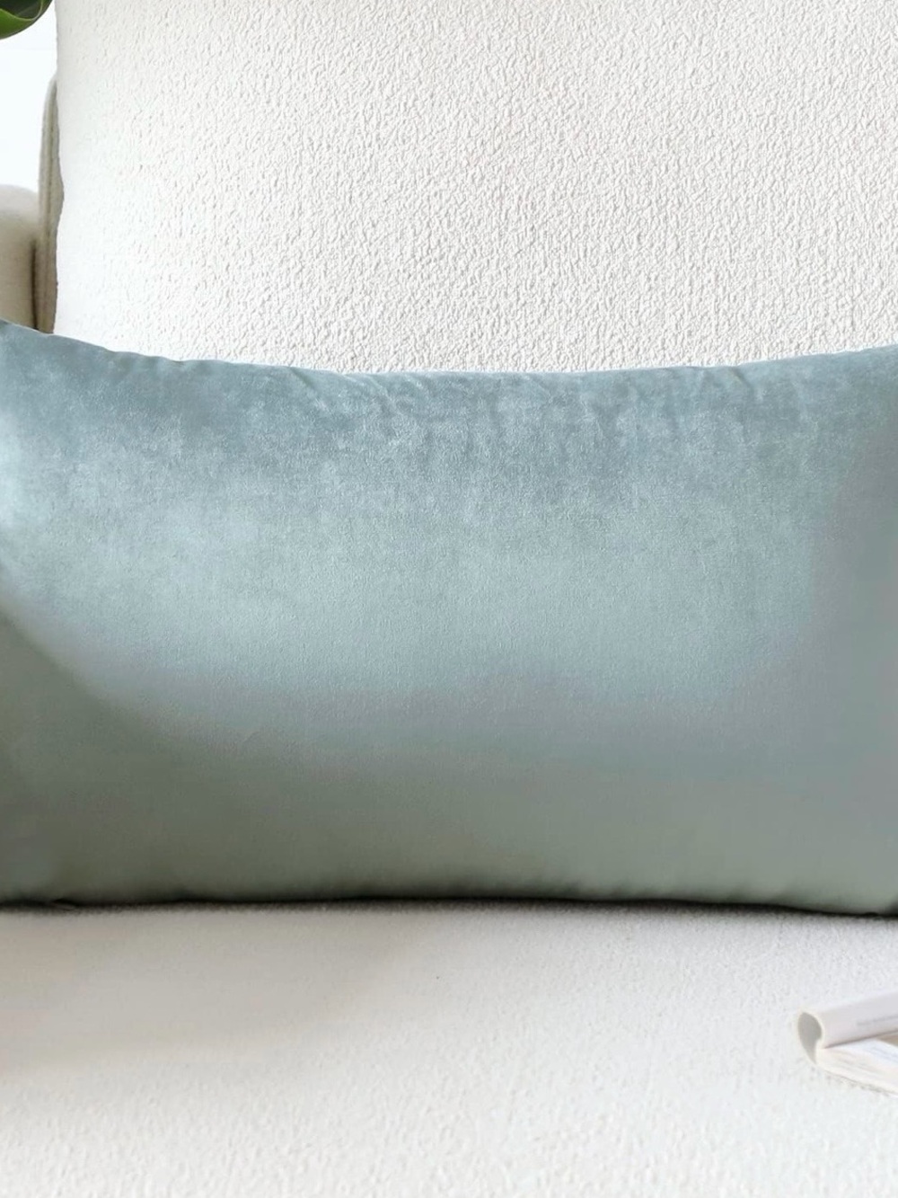 Velvet Lumbar Pillow Cover Light Grey